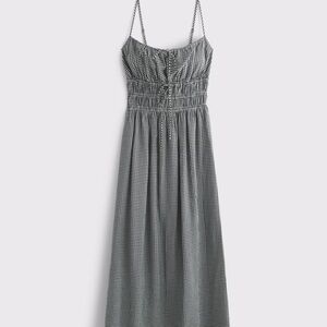 Abercrombie & Fitch Gray Ruched Midi Sundress